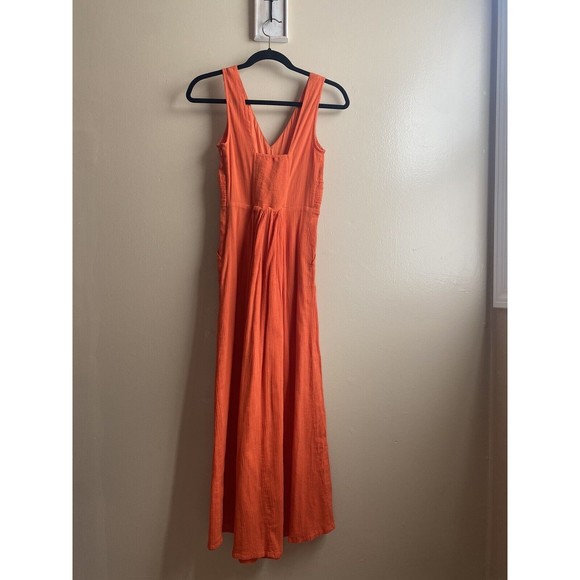 Edme & Esyllte Anthropologie Orange Sleeveless V-Neck Lined Maxi Dress Sz 0 - Picture 4 of 11